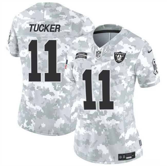Womens Las Vegas Raiders #11 Tre Tucker 2024 F.U.S.E Arctic Camo Salute To Service Limited Stitched Jersey Dzhi->las vegas raiders->NFL Jersey